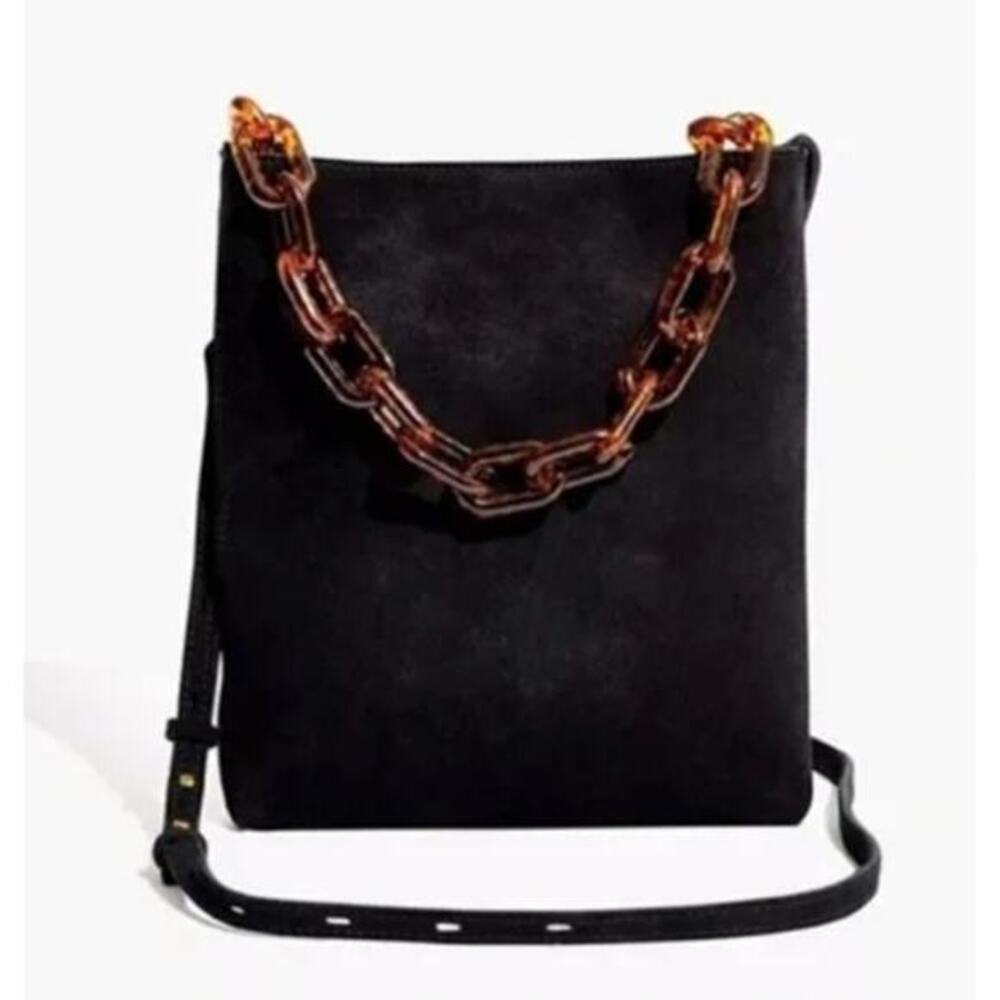 Madewell Slim Brooklyn Crossbody Bag Suede Black - Picture 1 of 9